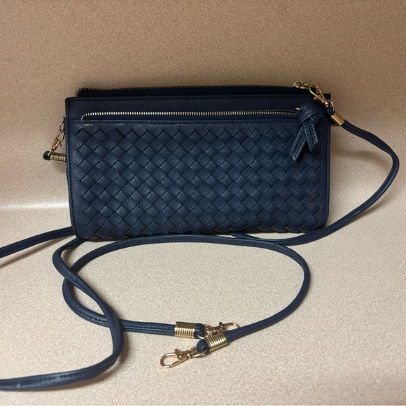 Source Unknown Handbags - Navy Woven Crossbody Bag